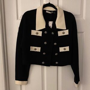 Alice + Olivia Black and Cream Blazer